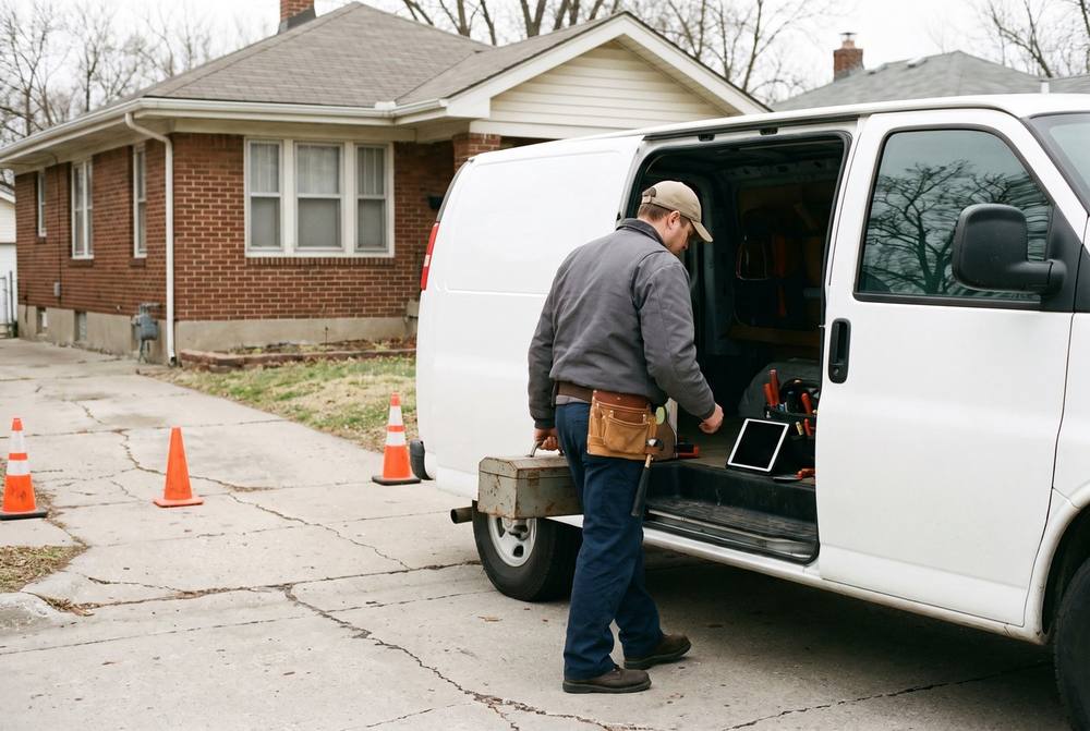 Technician installing a replacement windshield on a vehicle in Lee's Summit, MO